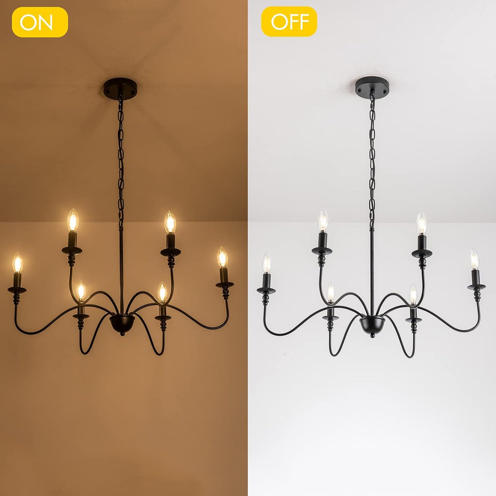 6 Light Matte Black Farmhouse Chandelier T534916