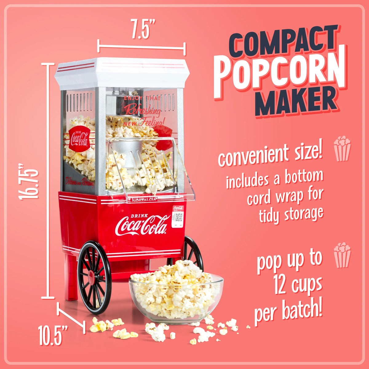 Coca-Cola 12-Cup Hot Air Popcorn Maker A172716