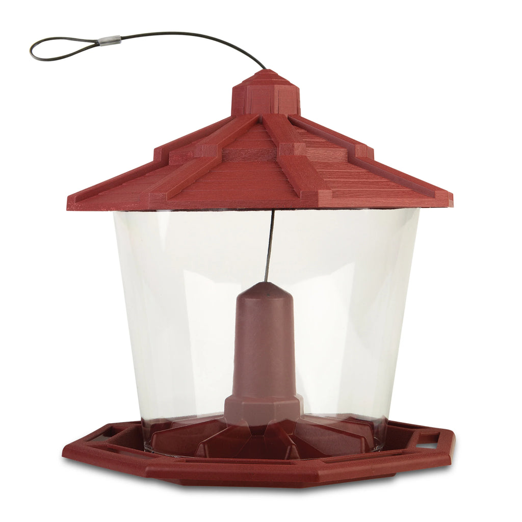 Red Recycled Plastic Wild Bird Hopper Feeder, 7 lb. Capacity, 2 Pack R997