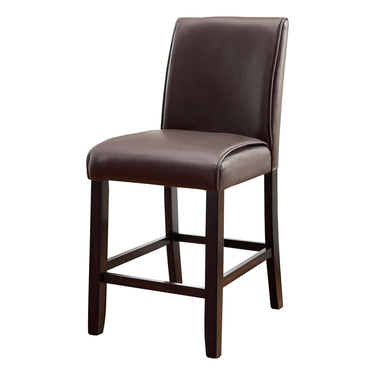 Dark Walnut Leatherette Counter Height Chair Set of 2 D9414