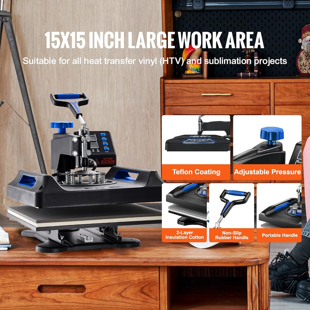 15x15inches 5 in 1 Swing Away Digital Control Heat Press M218355
