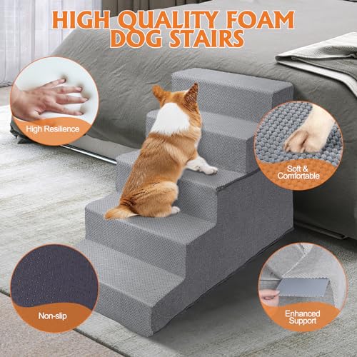 4-Step 18.1" H Folding Pet Stairs with Removable Washable Cover R239593