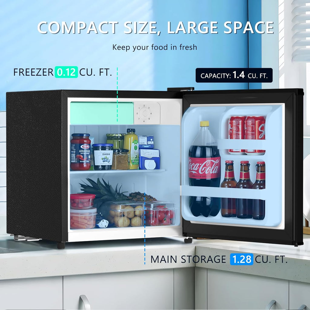 Black 1.4 Cu. Ft Compact Mini Fridge with Freezer P5455