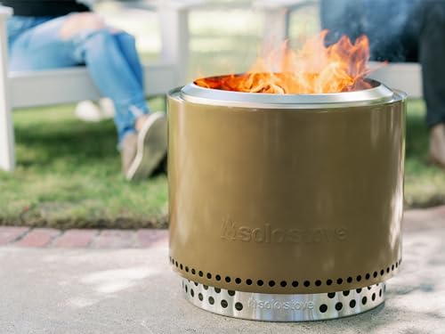 Bronze 19.5 Inch Stainless Steel Smokeless Fire Pit with Stand and Removable Ash Pan U624