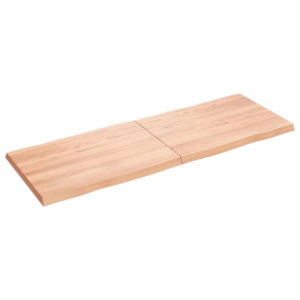 Solid Oak Wood Table Light Brown Live Edge K29534