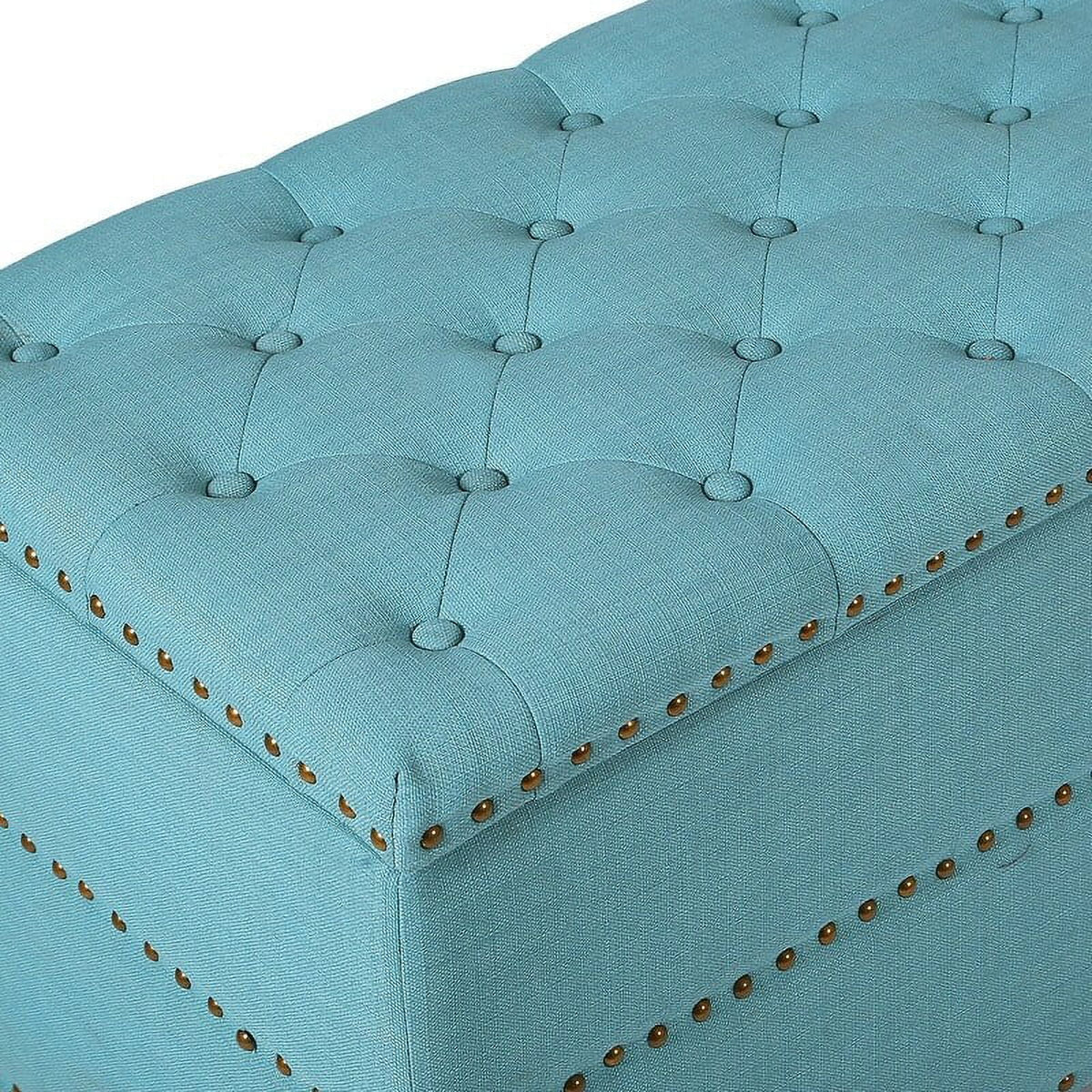 Beige Button Tufted Lift Top Storage Bench Q74558