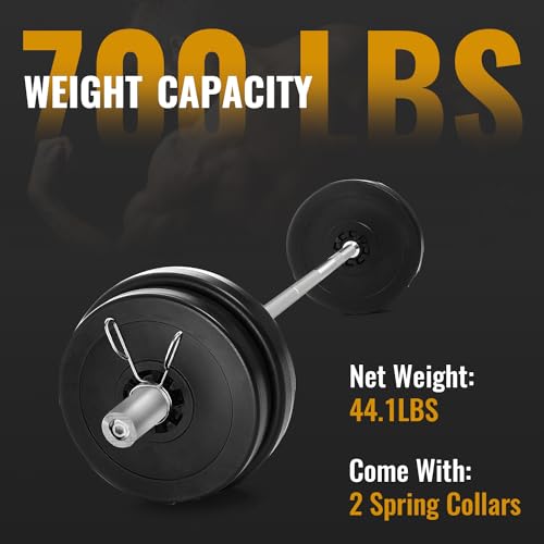 7Ft Olympic Barbell 700lbs Capacity Chrome 2Inch Diameter O81878