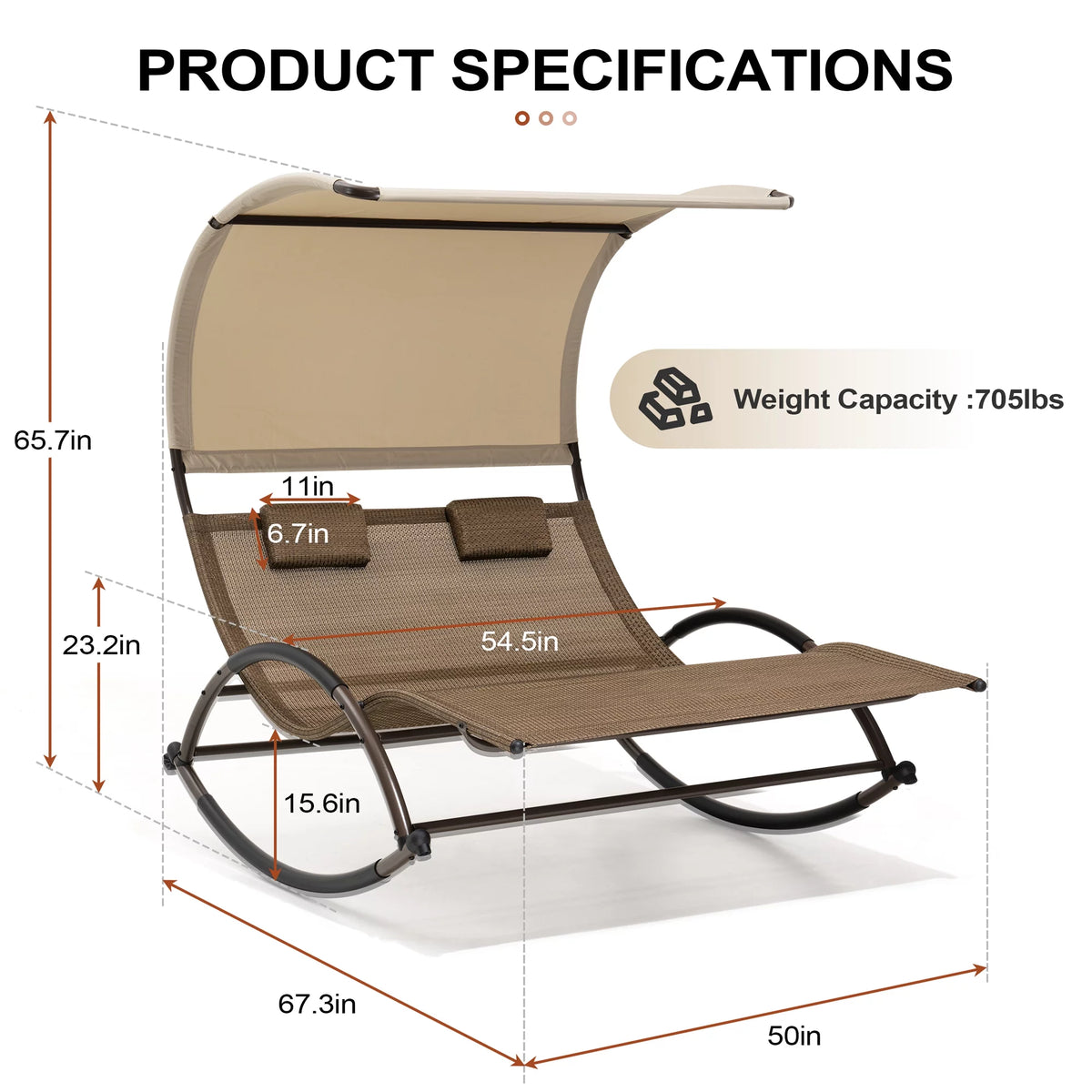 Brown Outdoor Double Chaise Lounge D91733