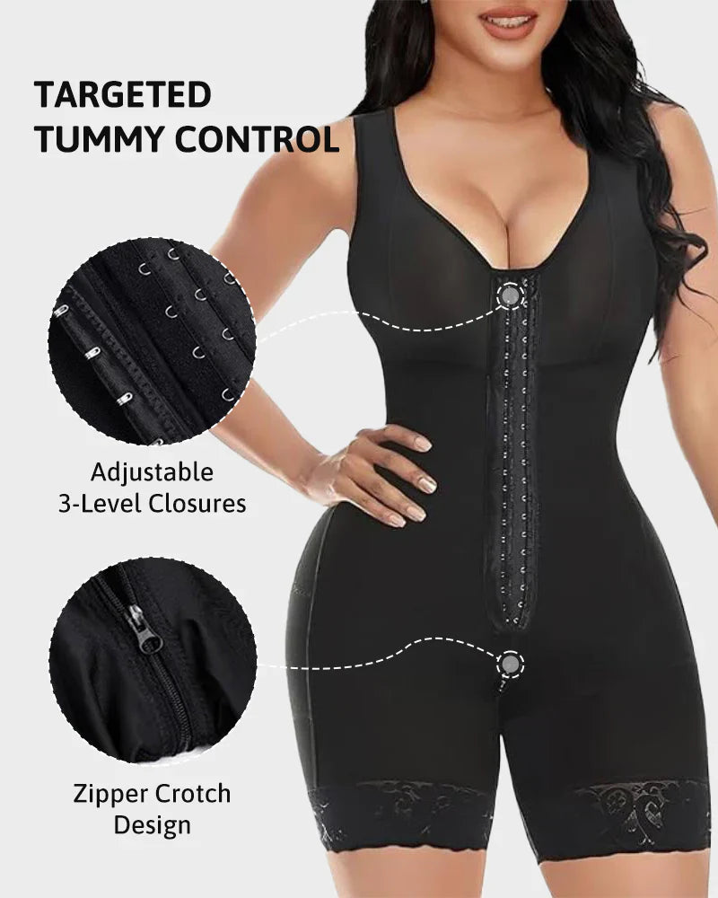 Plus Size Tummy Control Shapewear Bodysuit With Bra G22317