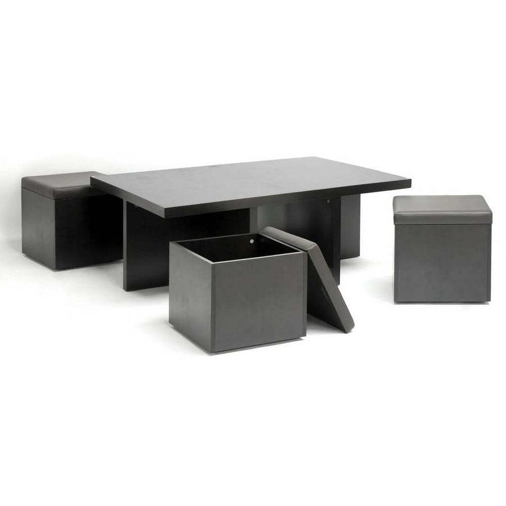 Modern Table and Stool Set with Hidden Storage H7755