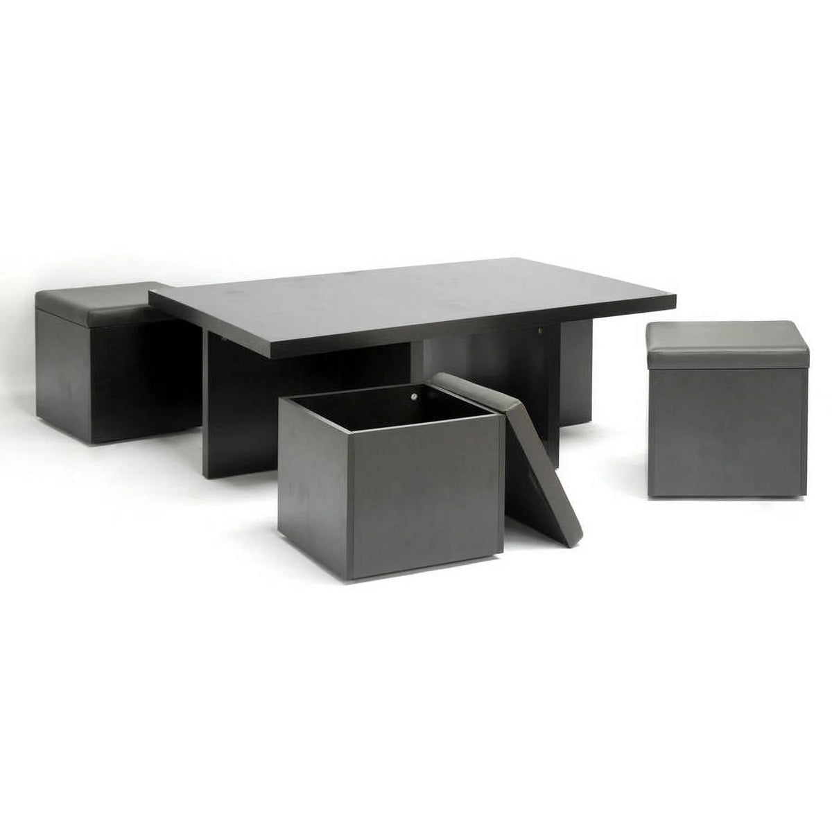 Modern Table and Stool Set with Hidden Storage H7755