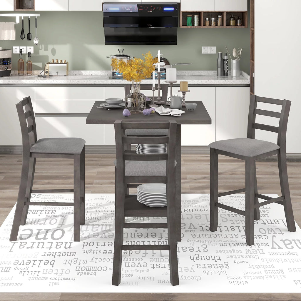5-Piece Wooden Counter Height Dining Set with Padded Chairs M816685