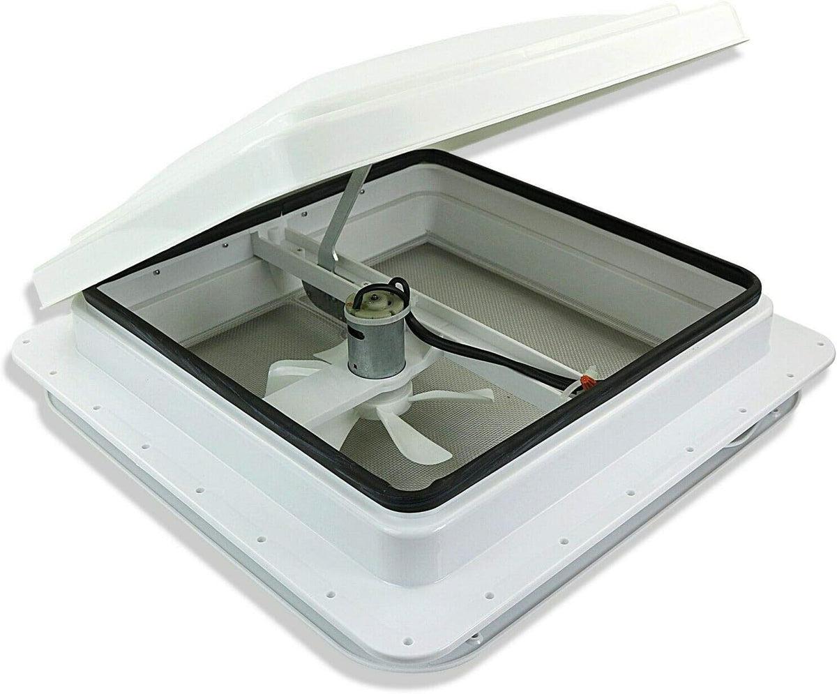 White 12V RV Roof Vent Fan with 6 Blades O55206