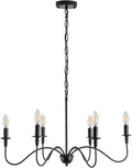 6 Light Matte Black Farmhouse Chandelier T534916