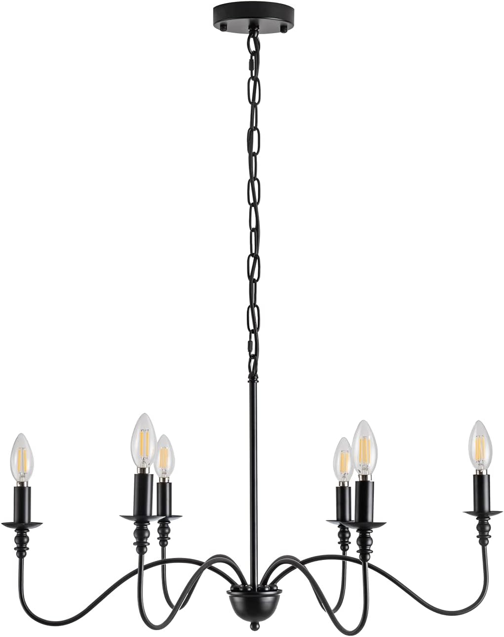 6 Light Matte Black Farmhouse Chandelier T534916