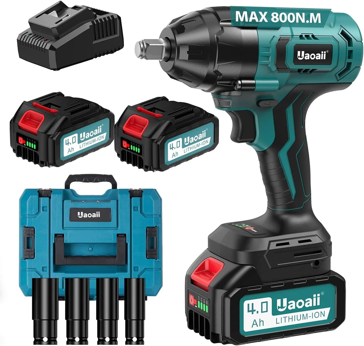 1000Nm Cordless Impact Wrench with 2X 4.0Ah Batteries P781926