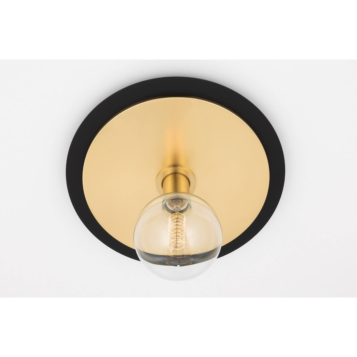 1 Light Large Flush Mount Aged Brass/Black R687450