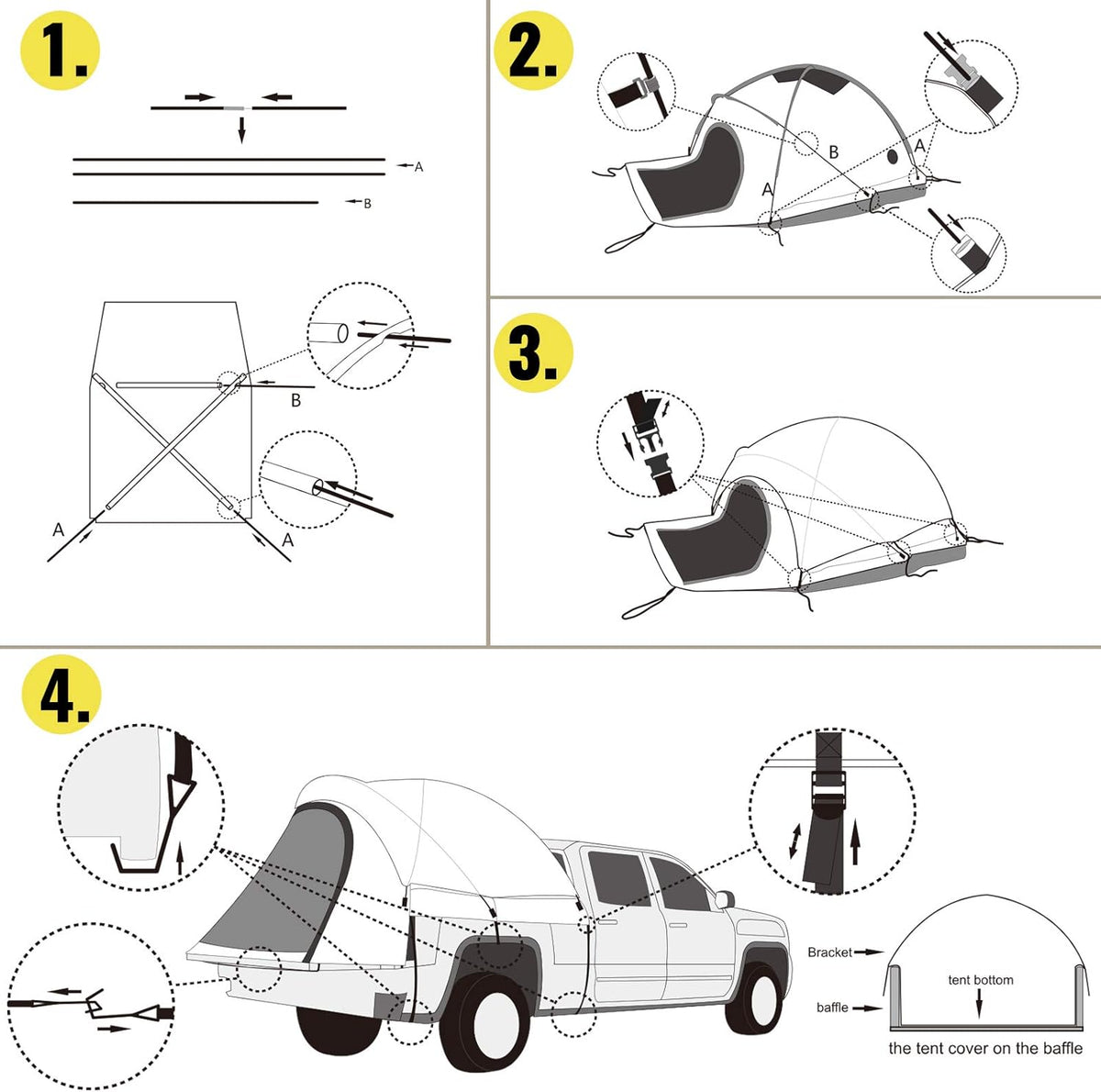 6' Tall Waterproof 2-Person Truck Bed Tent L567536
