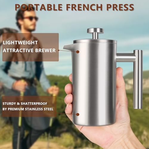 12 OZ Stainless Steel French Press Coffee Maker E54927