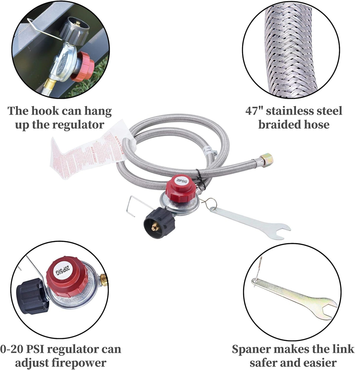 Cast Iron Propane Burner 200,000 BTU with Regulator & Hose N929