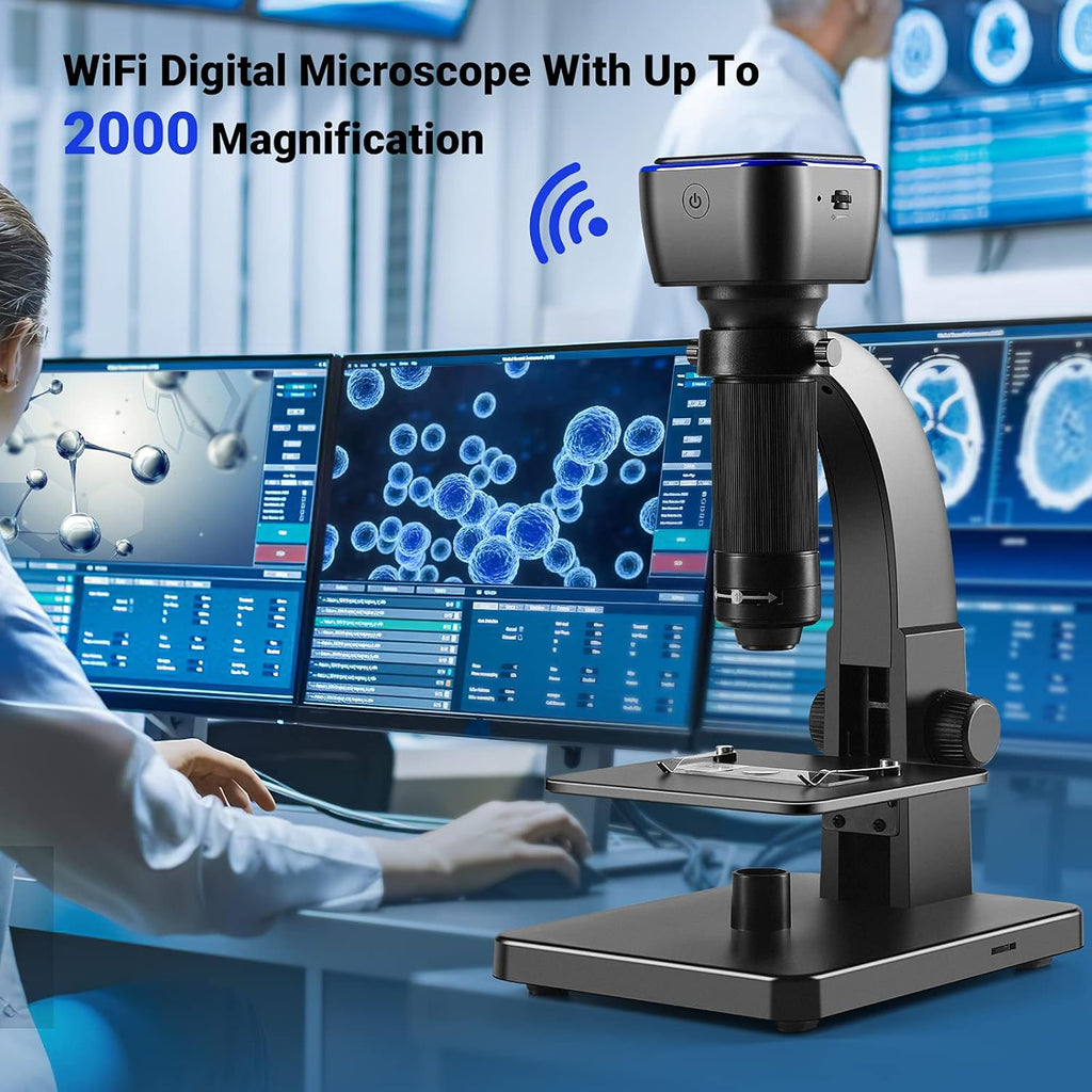 Digital Microscope, 2000X WiFi USB Connection 11 LEDs J5506