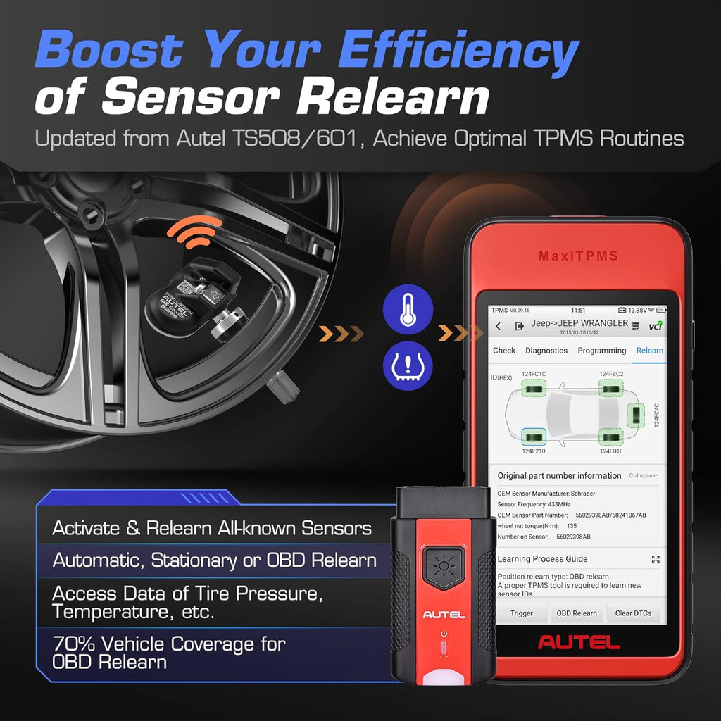 TPMS Relearn & Sensor Programming Tool with VIN Scan Y84046