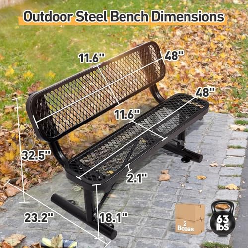 8FT Heavy Duty Metal Park Bench with Backrest Q21055