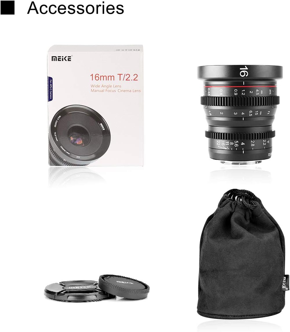16mm T2.2 Manual Focus Wide Angle Cinema Lens for M43 Mount G493