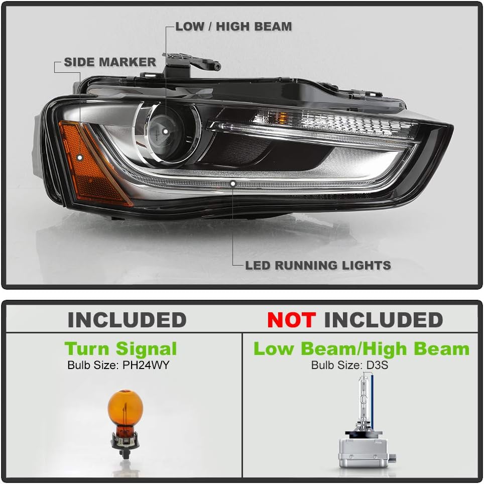2013-2016 Audi A4 S4 Headlight Assembly Passenger Side K128