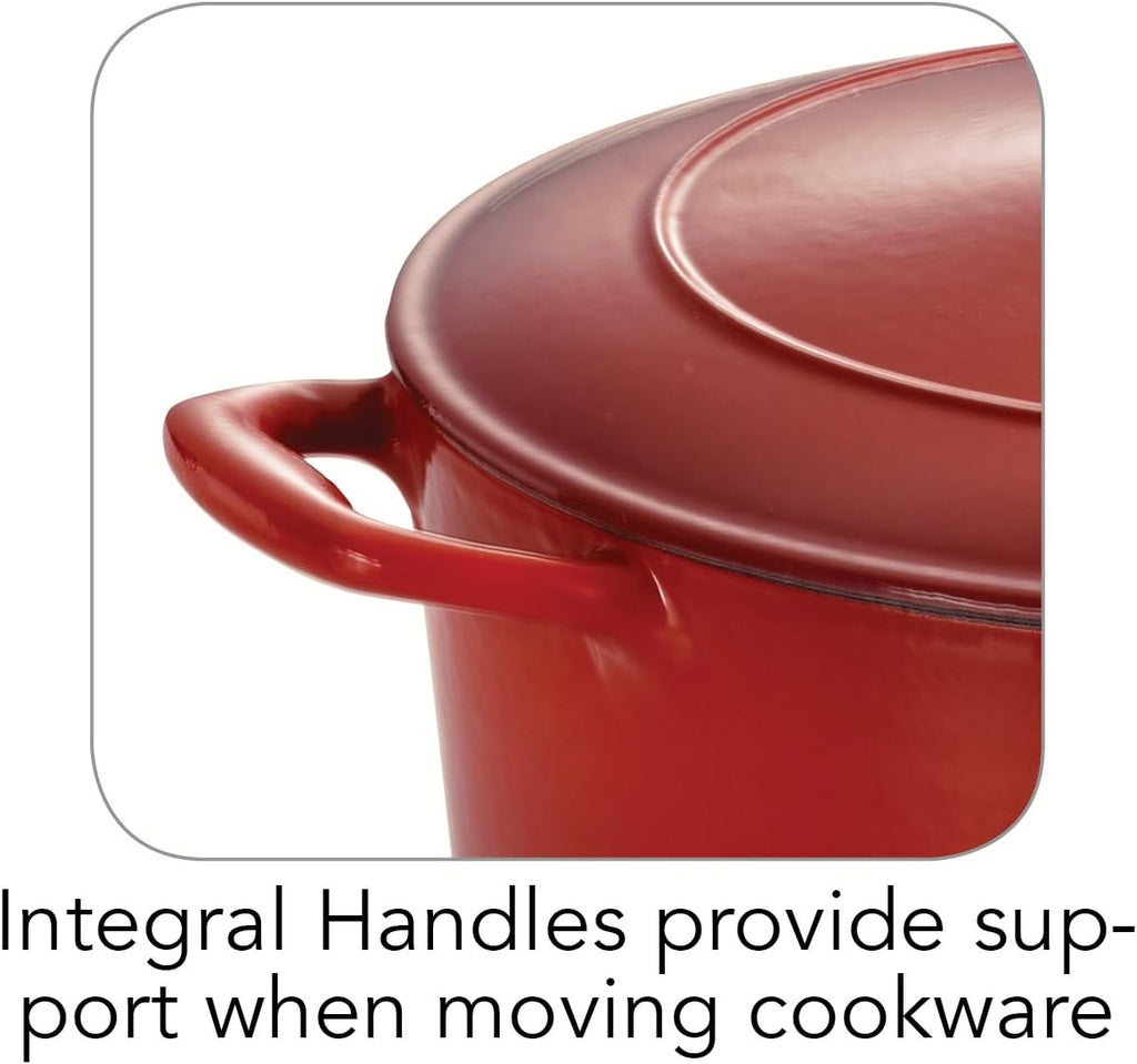 Gradated Red Enameled Cast Iron 6.5-Quart Covered Round Dutch Oven X242024