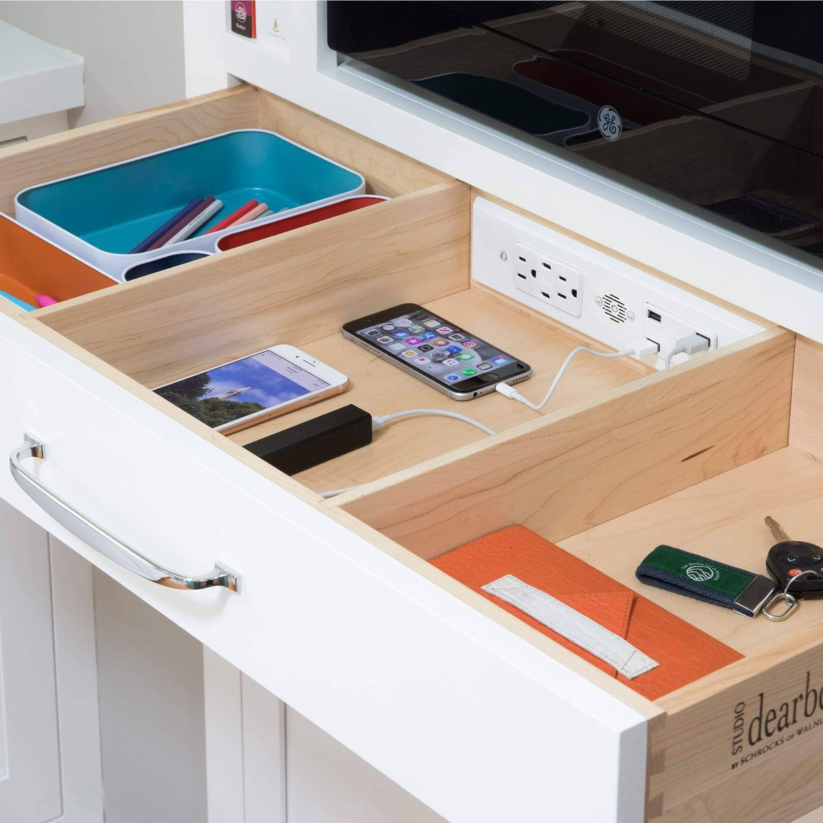 In-Drawer Outlet with 20 Amp AC Outlets USB-C and USB-A Ports White K197965