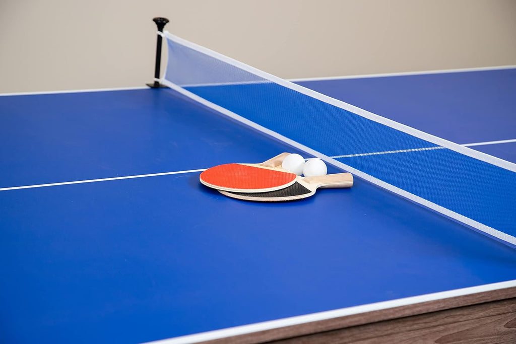 7-ft Air Hockey Table Tennis Combination with Dining Top and Two Storage Benches Y74564