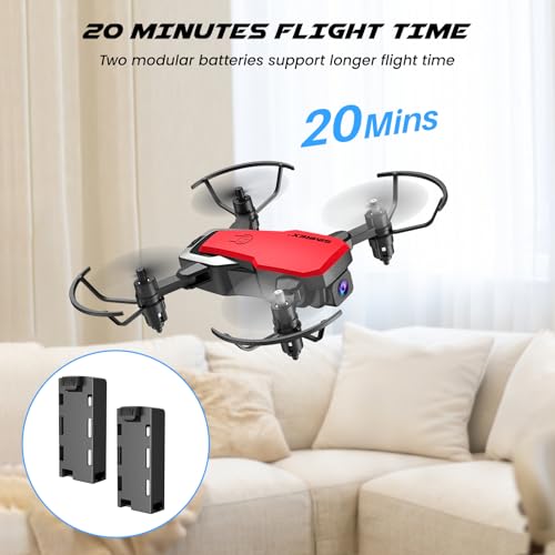 Mini Drone with Camera 720P HD FPV, Foldable RC Quadcopter with 2 Batteries Y724324