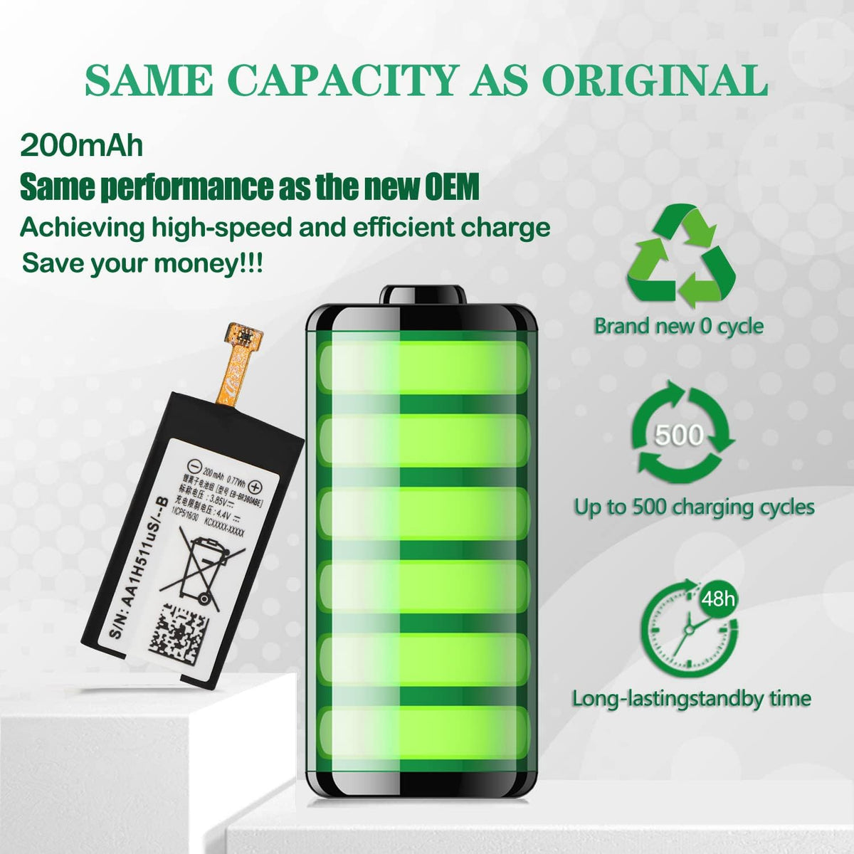Battery Replacement for Samsung Gear Fit 2 Fitness Smartwatch 200mAh with Repair Tools O69859