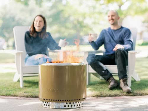 Bronze 19.5 Inch Stainless Steel Smokeless Fire Pit with Stand and Removable Ash Pan U624
