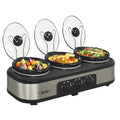 Stainless Steel Triple Slow Cooker with 3 Spoons W827