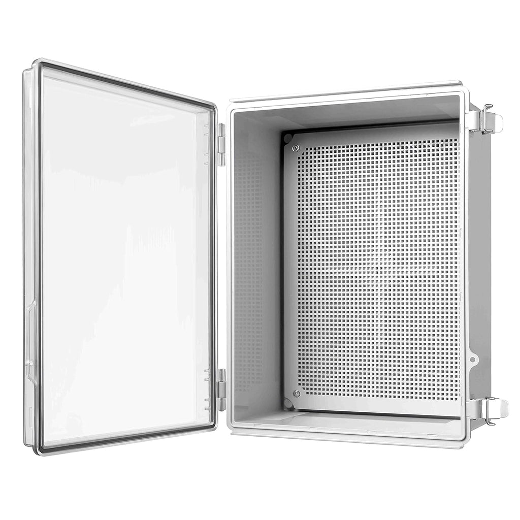 IP67 Waterproof Hinged Cover Plastic Junction Box with Mounting Plate 400×300×180mm E644014