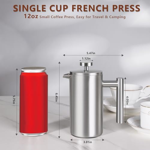 12 OZ Stainless Steel French Press Coffee Maker E54927