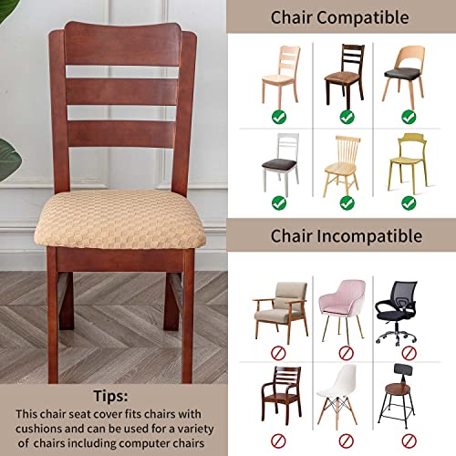 Ivory Jacquard Dining Chair Seat Covers (4) W7521