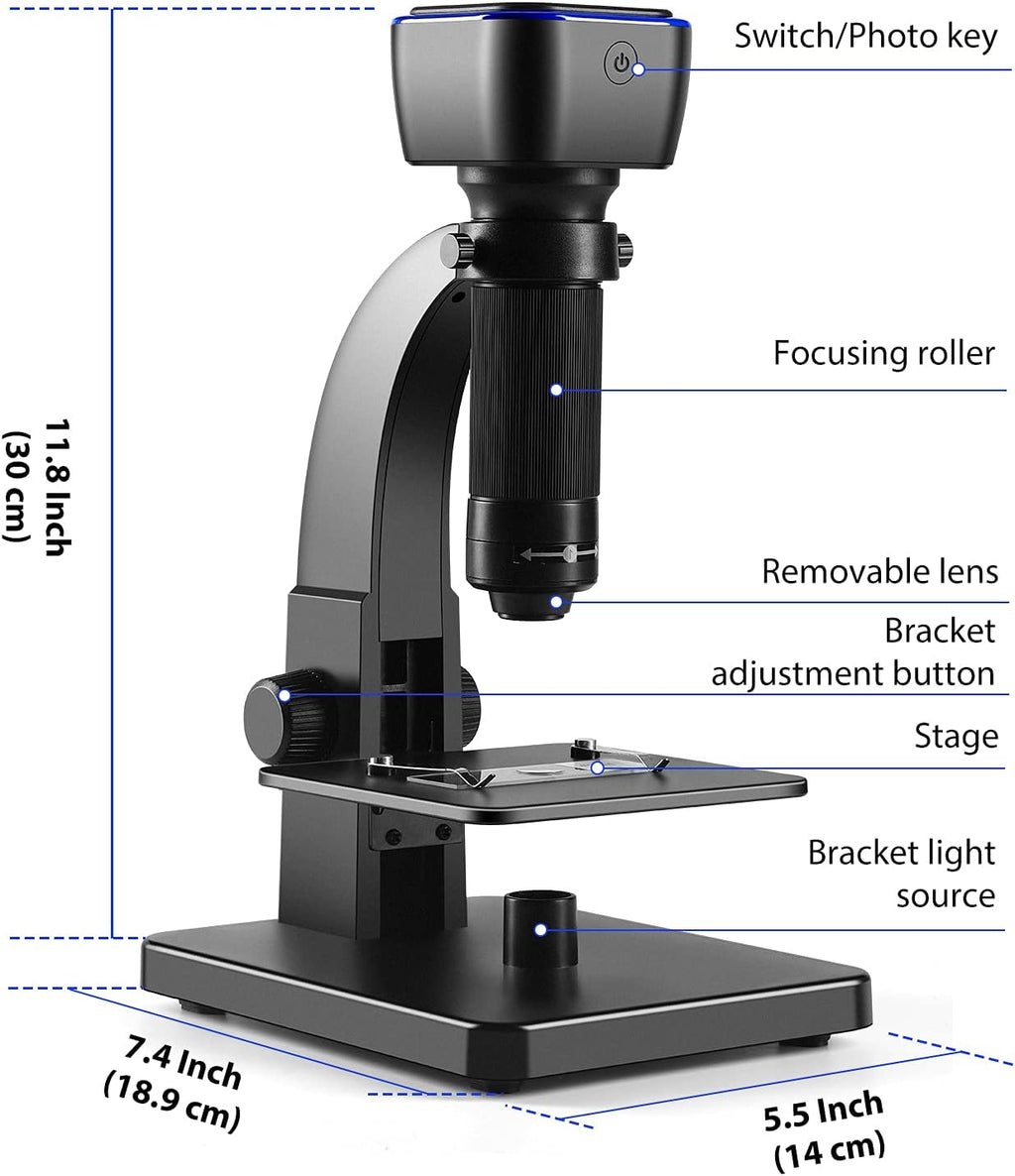 Digital Microscope, 2000X WiFi USB Connection 11 LEDs J5506