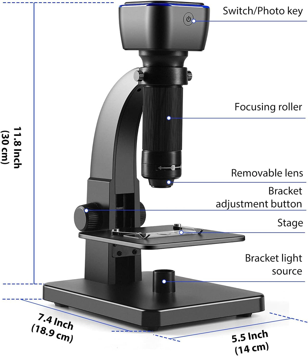 Digital Microscope, 2000X WiFi USB Connection 11 LEDs J5506