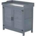 Natural Wooden Storage Cabinet with Potting Bench Q8949
