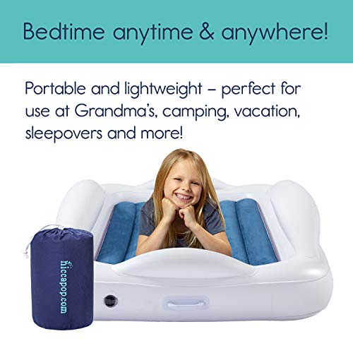Navy Blue Inflatable Toddler Travel Bed with Safety Bumpers W138