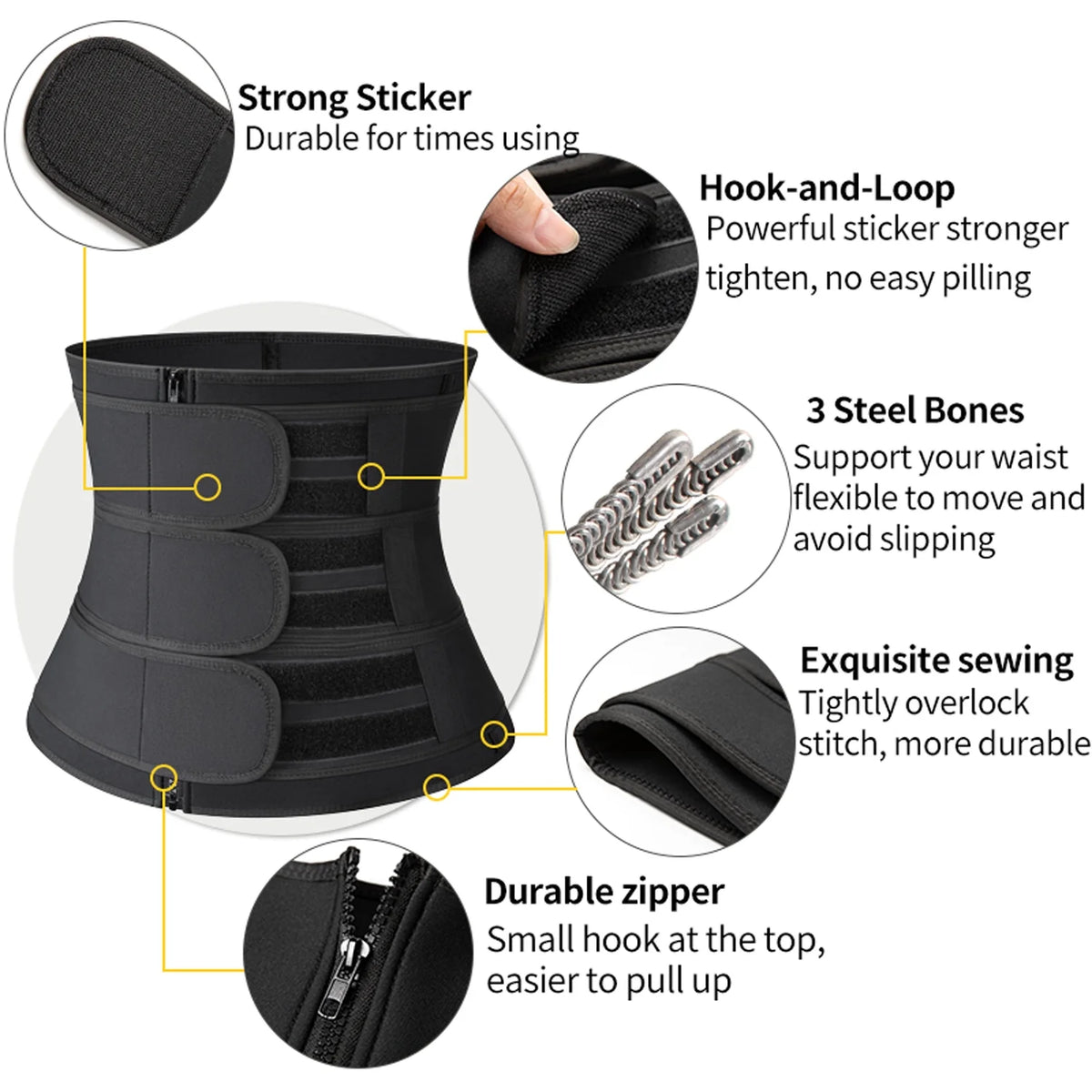 Neoprene Waist Trainer with 3 Straps Y588