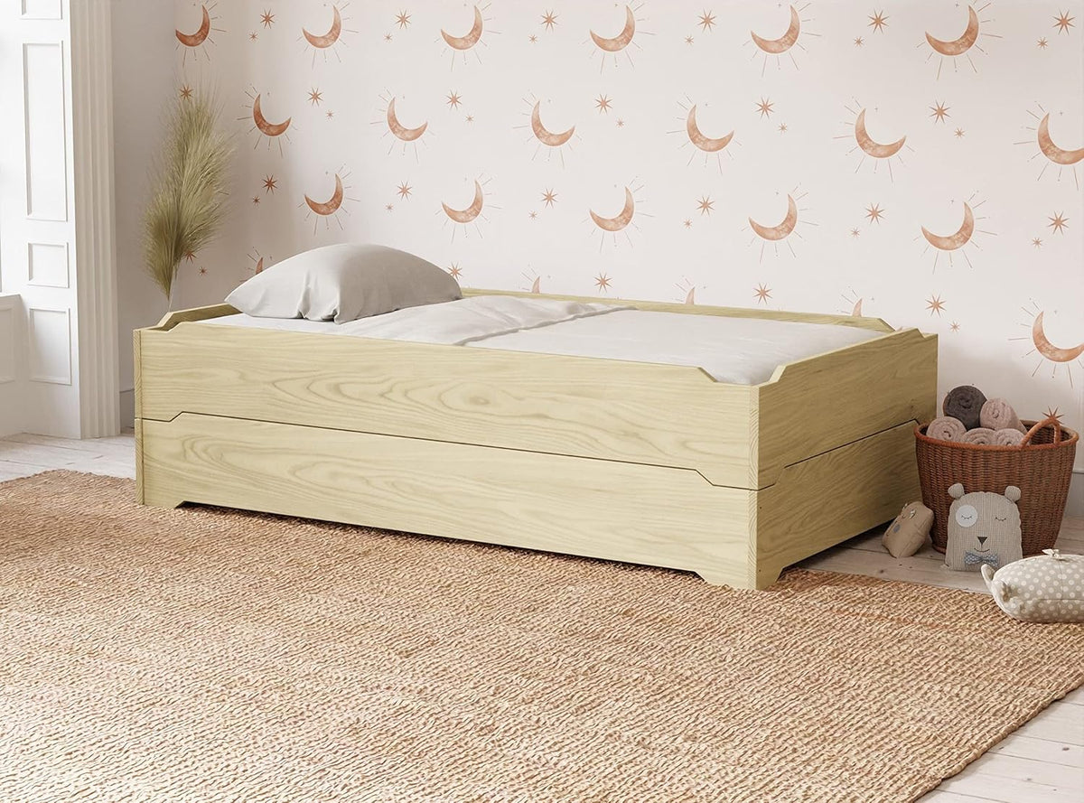 Twin over Twin Stackable Wooden Bed Frame Set of Two C57320