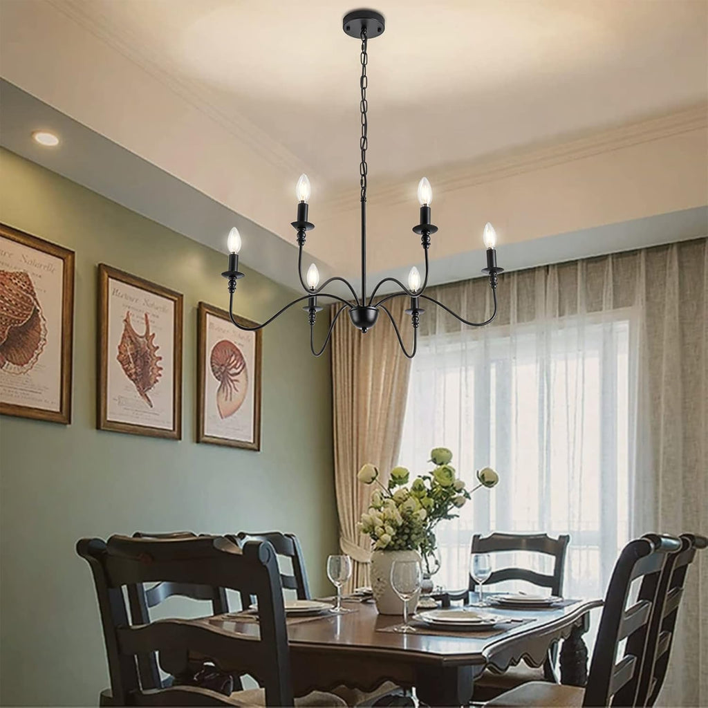 6 Light Matte Black Farmhouse Chandelier T534916
