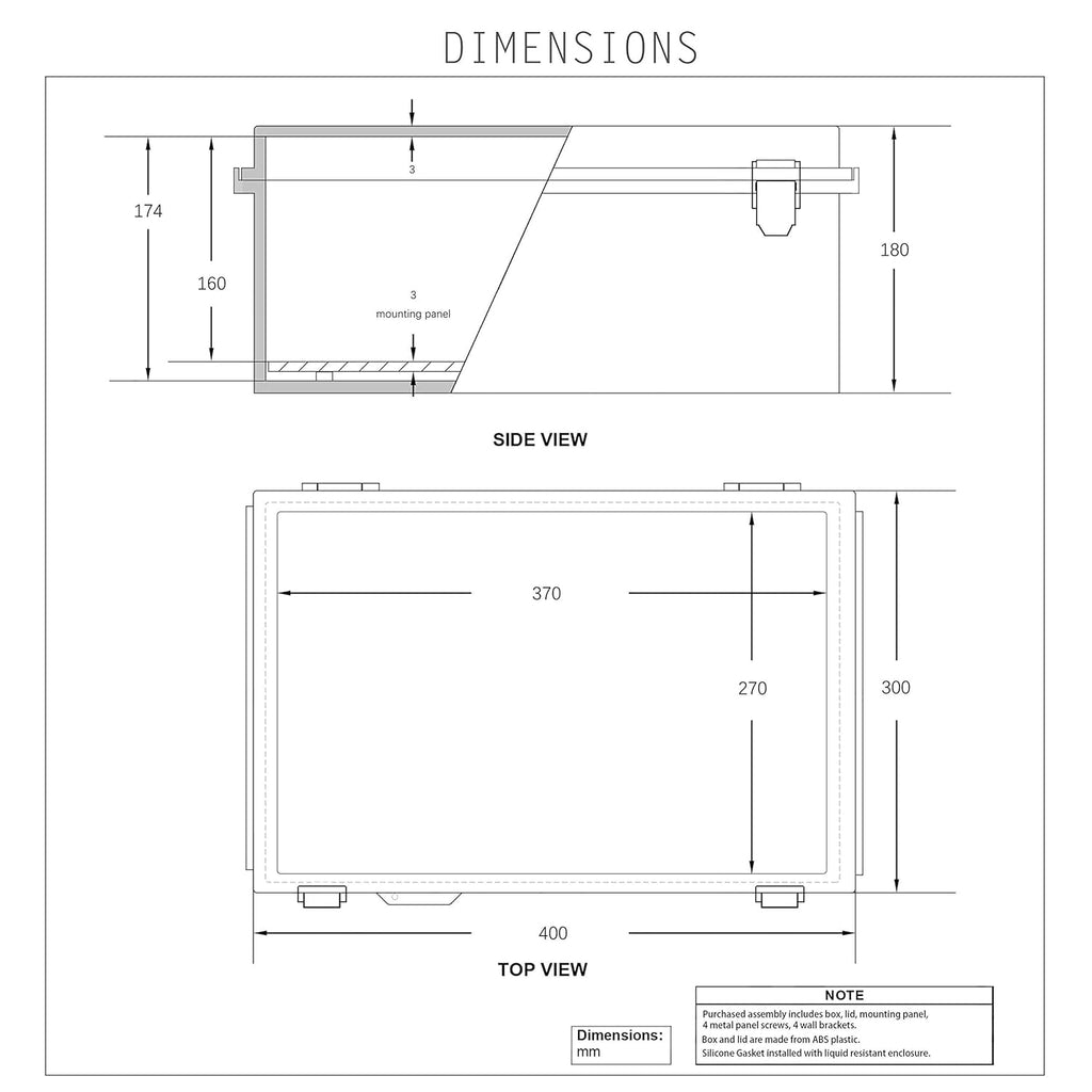 IP67 Waterproof Hinged Cover Plastic Junction Box with Mounting Plate 400×300×180mm E644014