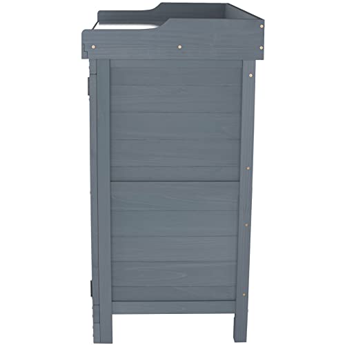 Natural Wooden Storage Cabinet with Potting Bench Q8949