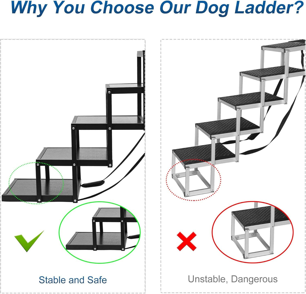 Foldable Aluminum 5 Step Nonslip Dog Stairs G627
