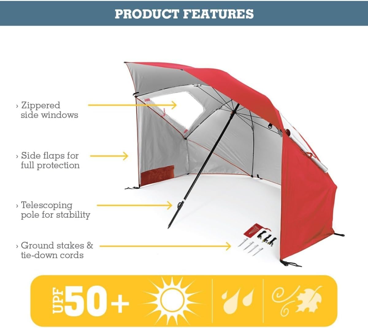 SPF 50+ Sun and Rain Canopy Umbrella (8-Foot) E8514